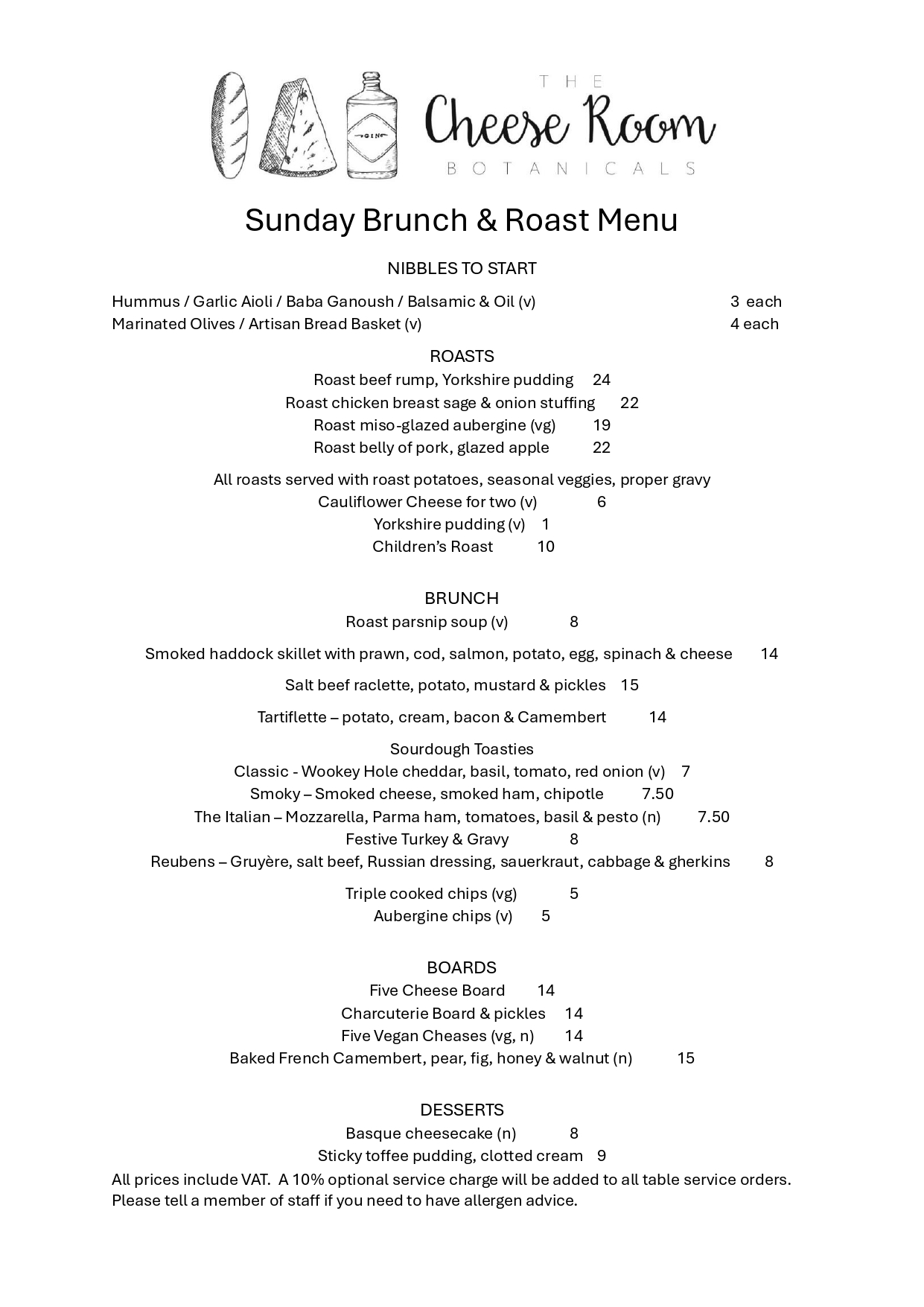 CRB Sunday Brunch Menu