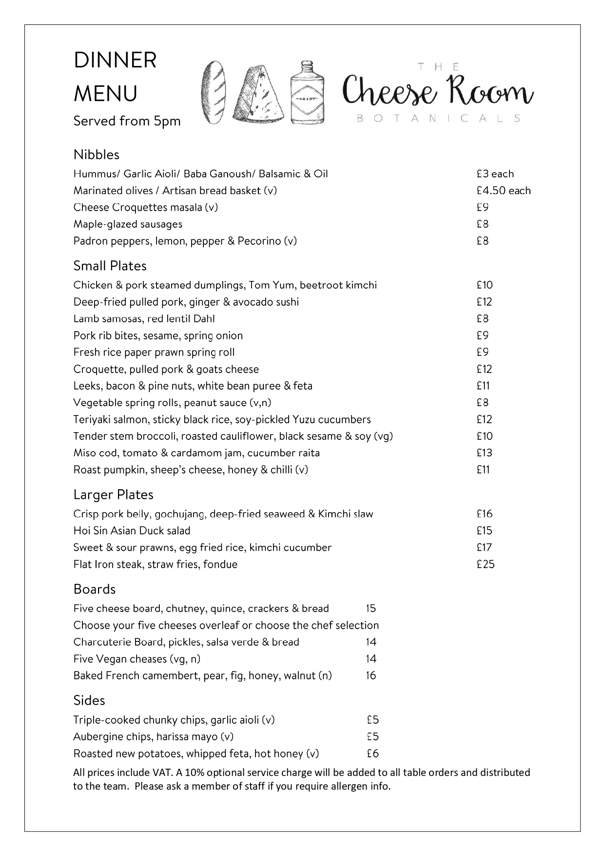 CRB Evening Menu